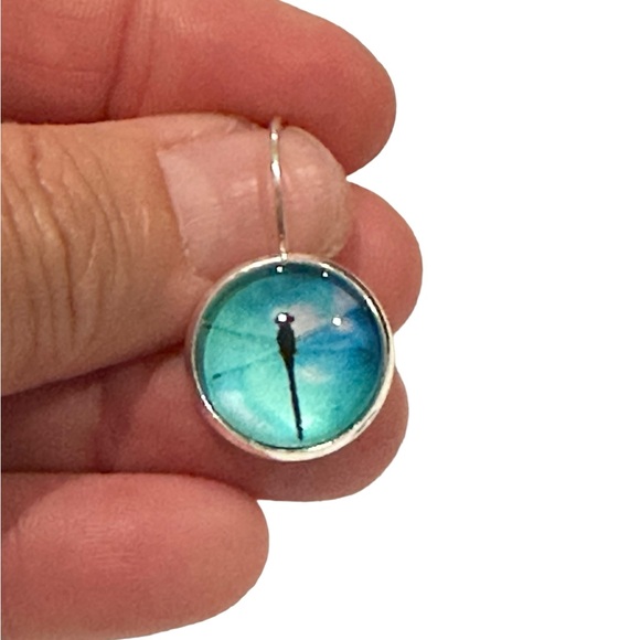 Dragonfly Bubble Style Silver Drop Earrings - Picture 4 of 5